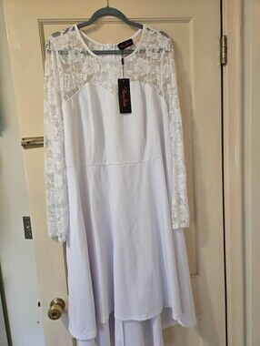 NWT White Lace Long Sleeve Fit & Flare Dress